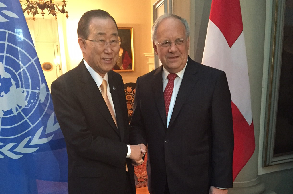 Swiss President welcomes the UN Secretary General on his farewell visit 